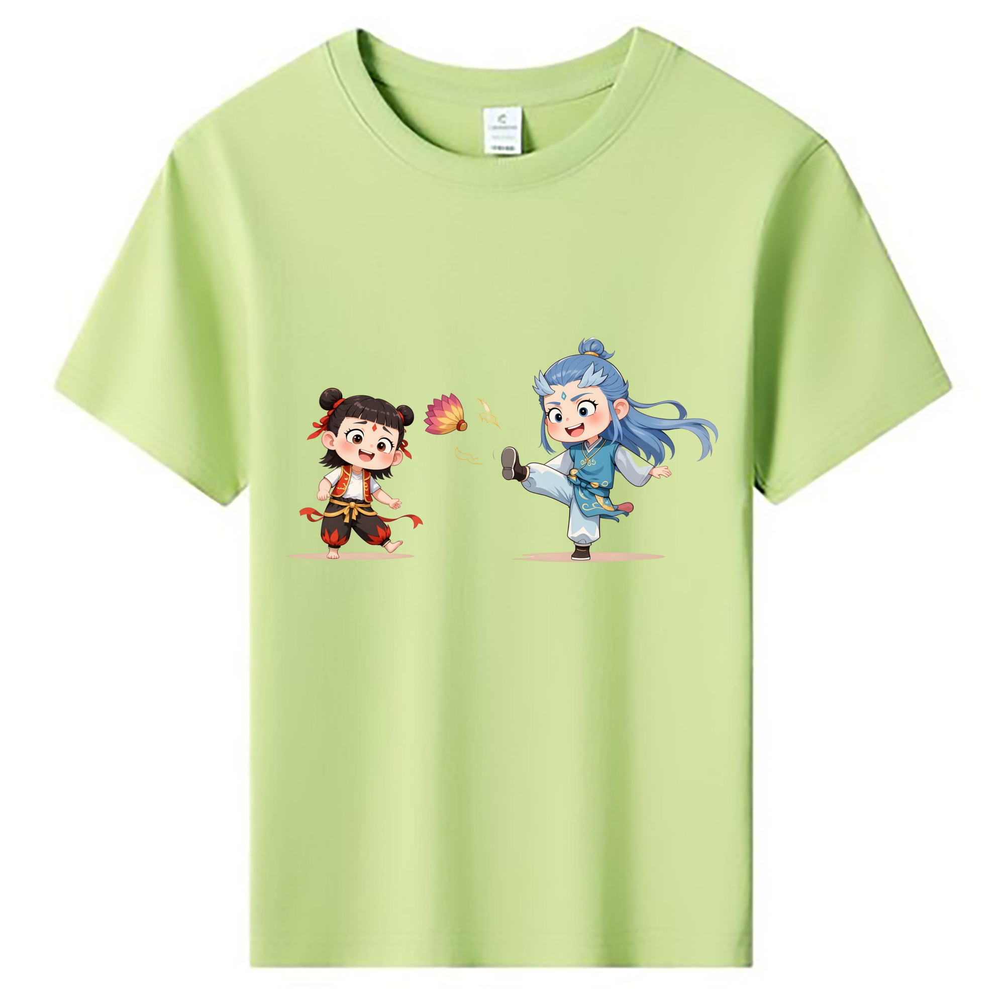 （画像用） Ne Zha 2 ナタ 魔童の大暴れ 綿100％キッズTシャツ（フロントプリント）